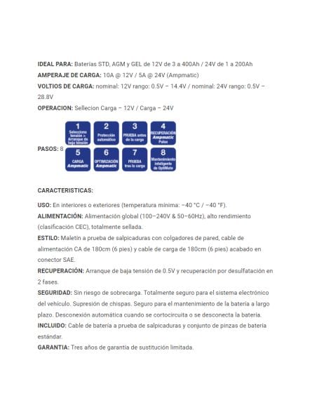 CARGADOR/MANTENEDOR BATERÍAS OPTIMATE 7 TM-260